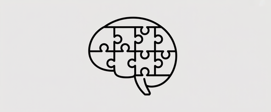 Line art brain formed by puzzle pieces, minimal design, monochrome, illustrating preventable dementia research insights.
