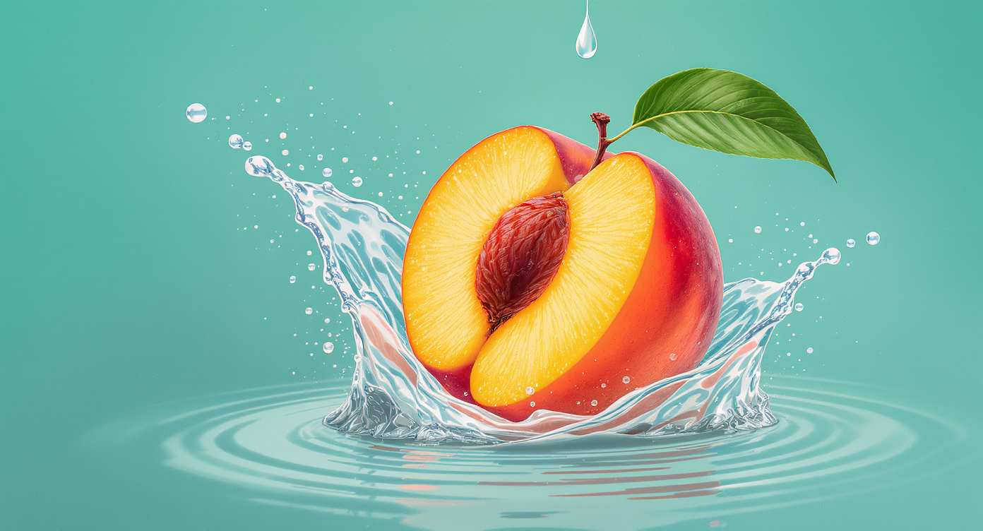 Peach slices on a wooden board, showcasing their juicy texture and vibrant color, ideal for hydration and nutrient intake.
