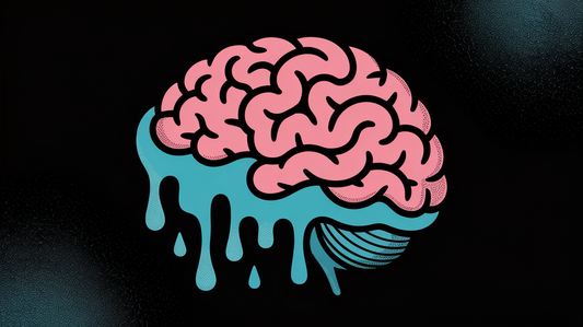 Man sweating at desk, looking frustrated, highlighting cognitive struggles during heat waves linked to decreased brain function.