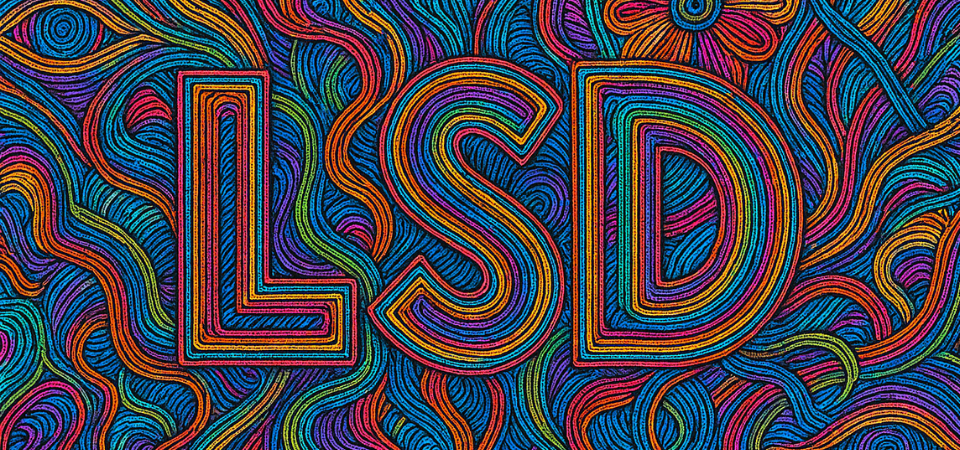 LSD in block letters on multi-colored background
