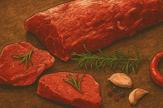 lean red meat with garnish