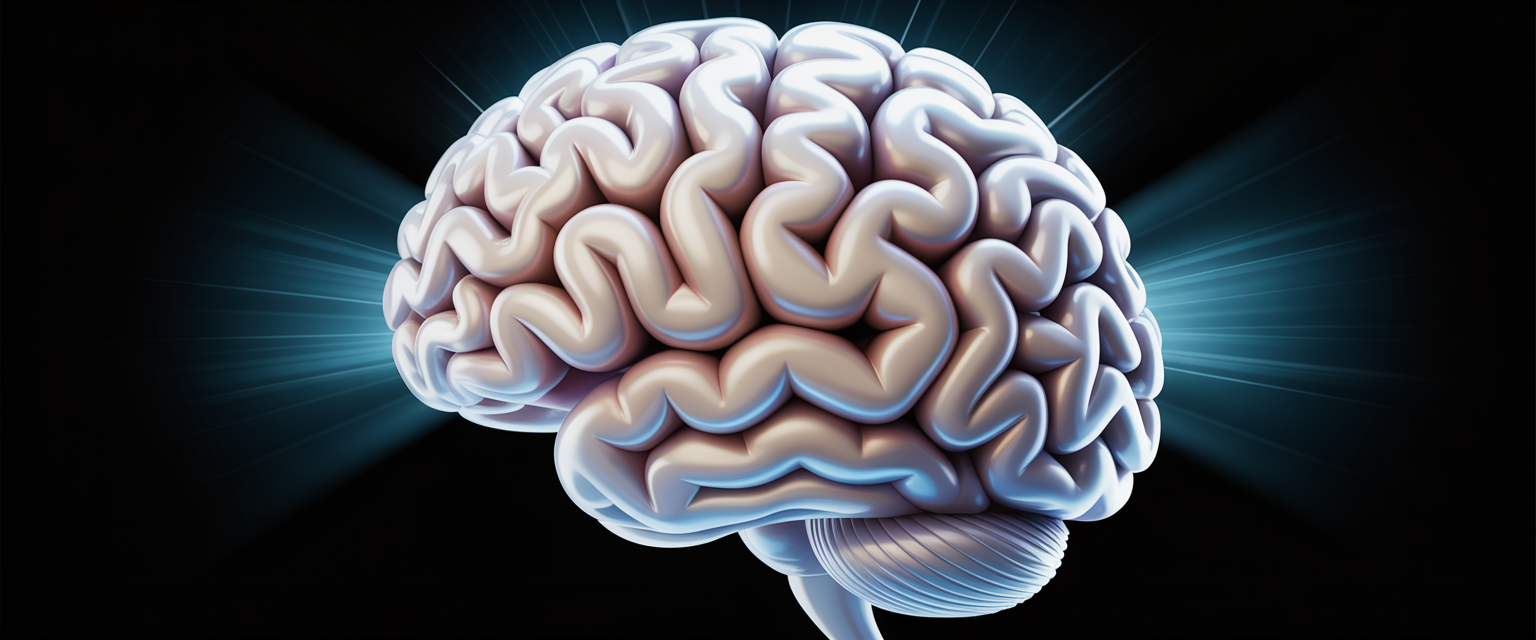 Brain illustration with highlighted gyri and sulci signifying increased folding in treated ADHD individuals.