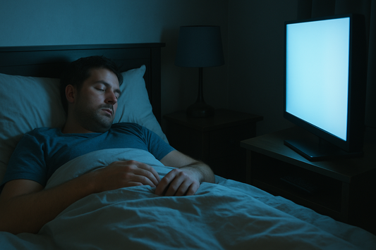 man sleeping with tv on