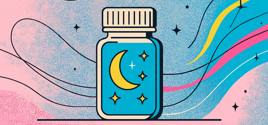 melatonin bottle with moon and stars inside