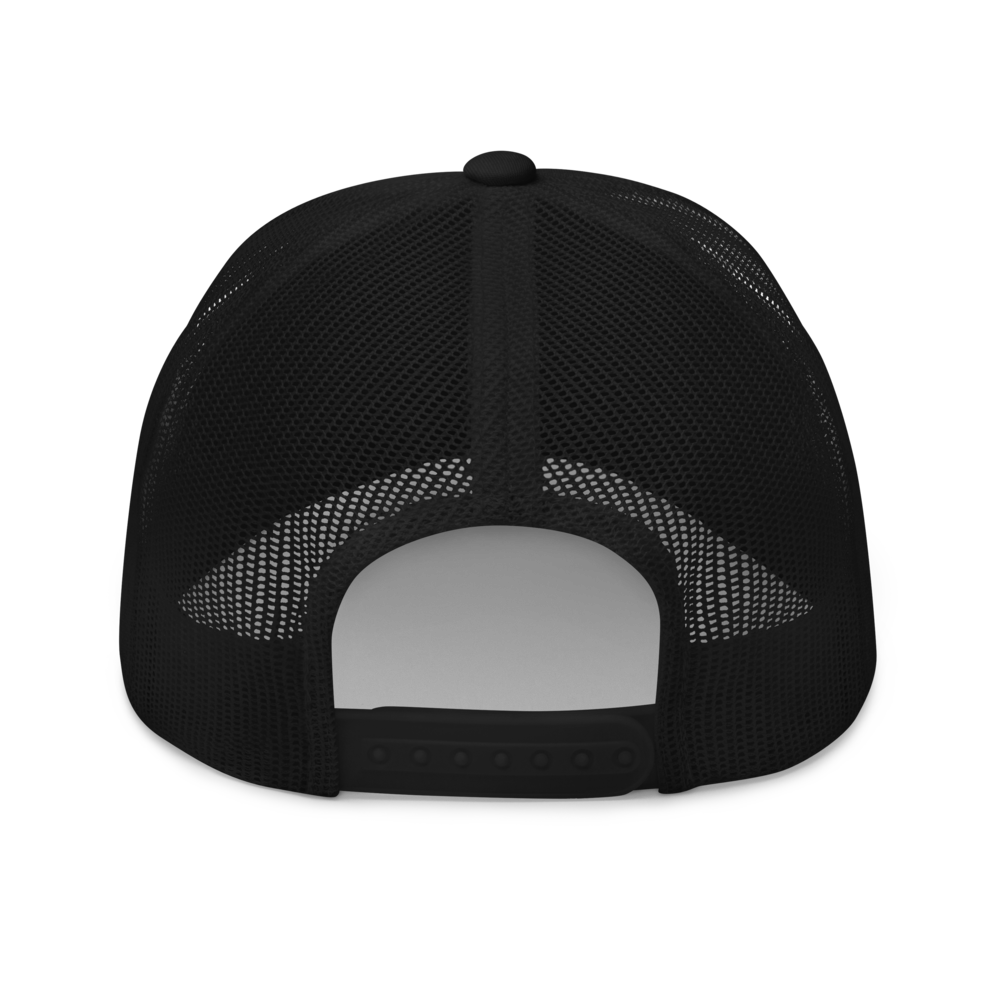 black on black stoned ape trucker hat