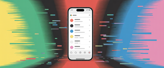 Smartphone displaying glitchy, distorted TikTok feed with vivid cyber colors, highlighting digital addiction concerns.