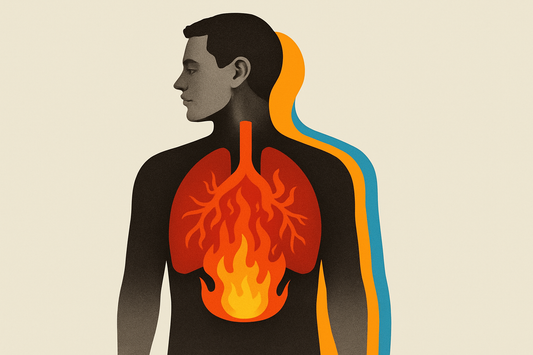 man with fire in body, inflammation