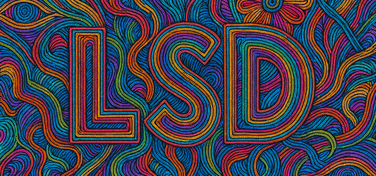 LSD in block letters on multi-colored background