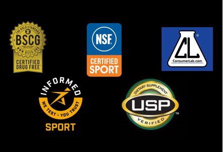 NSF Certified for Sport, supplement certifications, USP, Informed Sport, Informed Choice, BSG