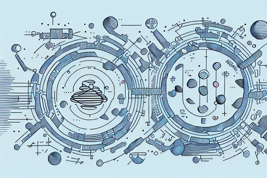 light blue shapes on blue background