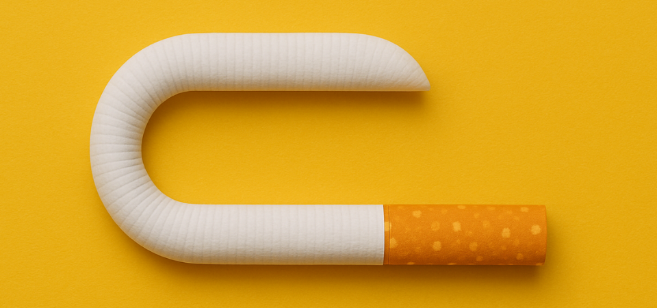 cigarette in u-turn and yellow background