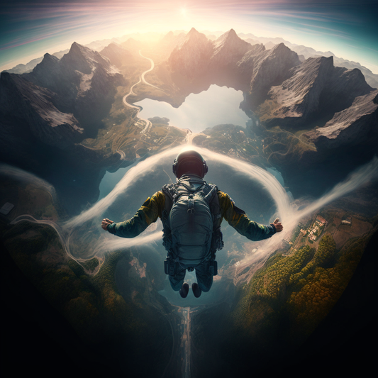 man jumping out of a plane