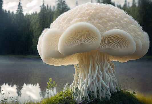 Lion's mane mushroom in the wild