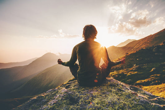 meditating on mountain
