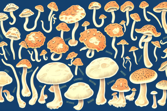 mushroom illustration on blue background