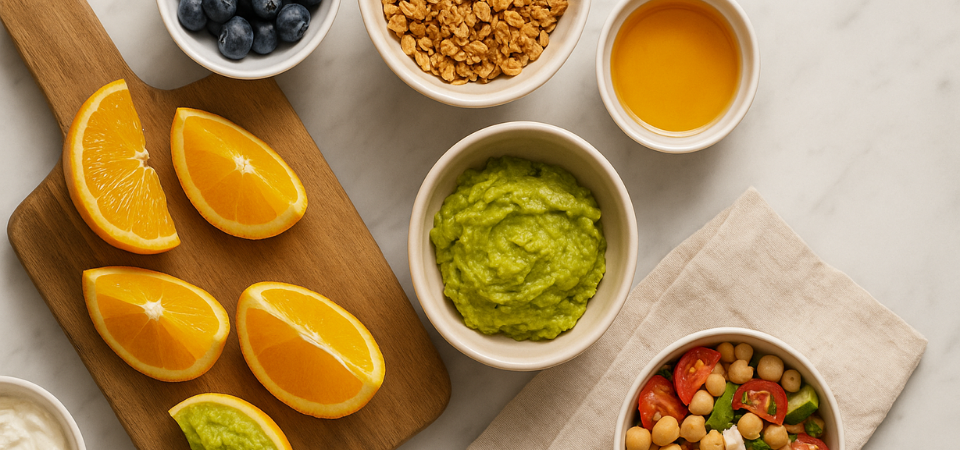 Natural foods on platter