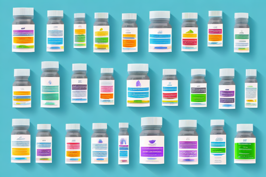 pill bottles on teal background