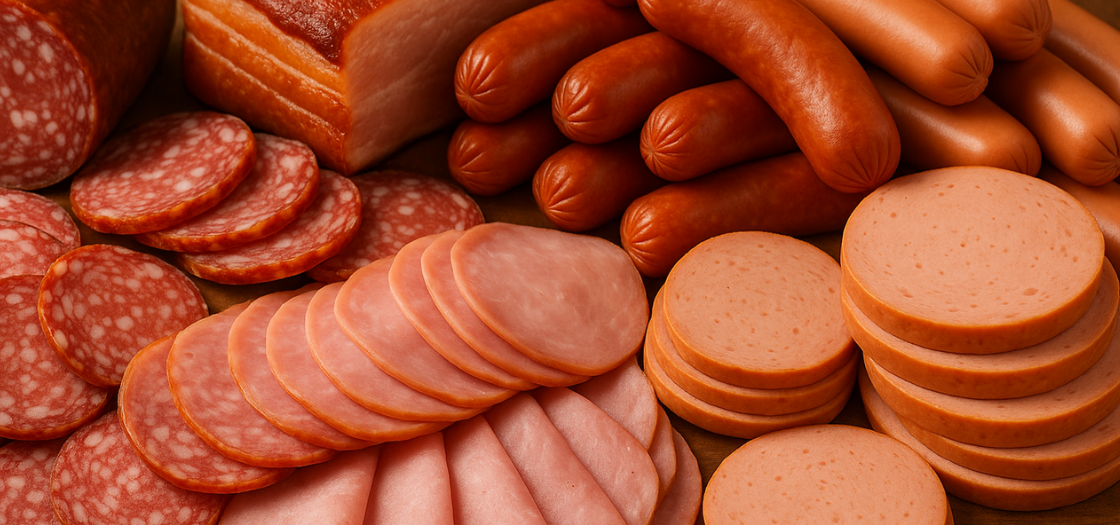 variety of processed meats