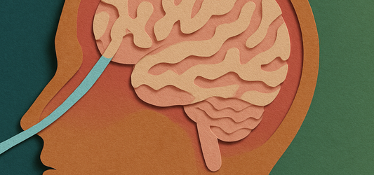 stream of blue air going into the brain through the nose