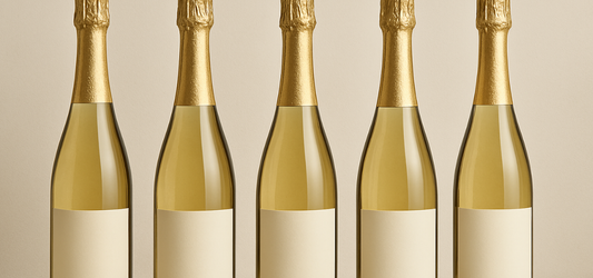 wine bottles on cream background